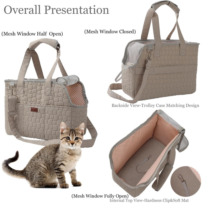 Сумка-переноска для собак та котів, велика, бежева, L (41x18x30 см)