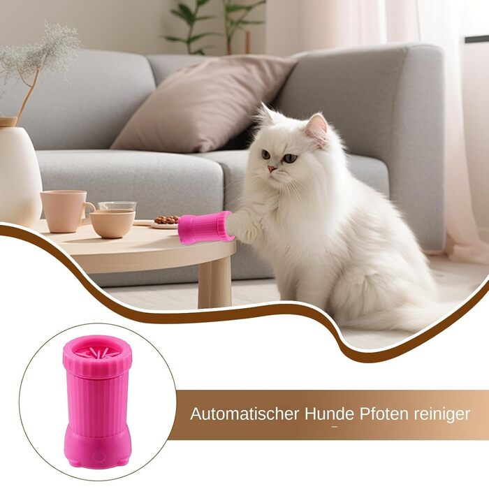 Автоматична мийка для лап собак PAW, портативна USB-зарядна машина для чищення лап котів, рожева