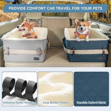 Автомобільний лежак для собак PETFIT, 12.5 см, блакитний, до 12 кг, з підкладкою