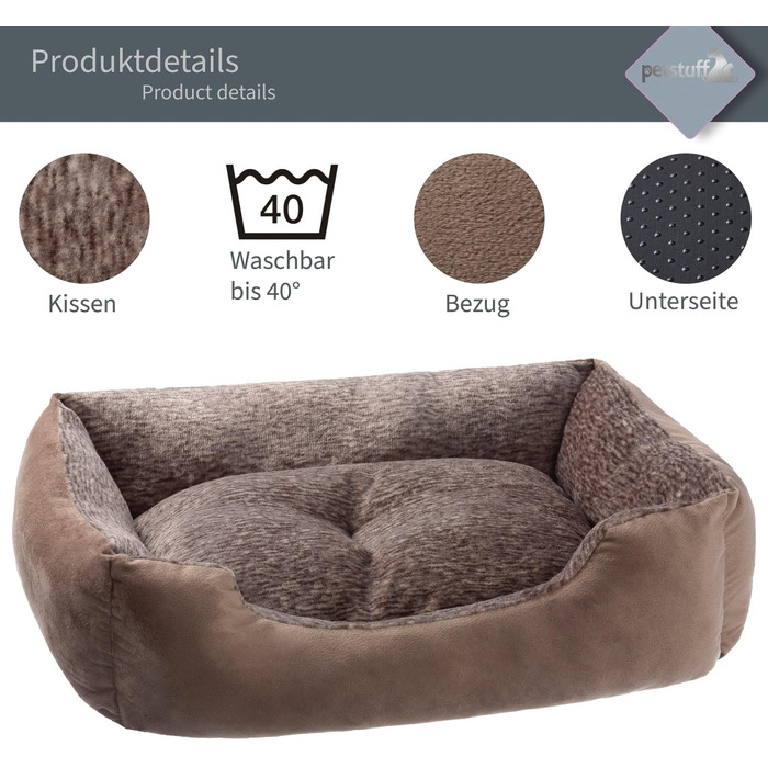 Крісло-ліжко для собак з м'яким знімним подушкою, можна прати, різні кольори та розміри (S, коричневий)