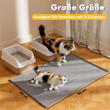 Килимок під лоток для котів Pieviev Katzenklo Matte, 86x56 см, сірий, вологостійкий, неслизький