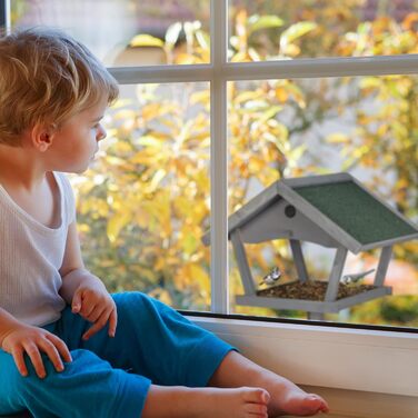Годівниця для птахів Relaxdays з підставкою, дерев'яна, для диких птахів, 139x70x60 см, з водостійким дахом, сіро-зелена