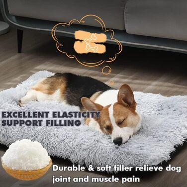 М'яке ліжко для собак великих порід, XXL, 110x75 см, антиковзаюче, темно-сіре, машинне прання