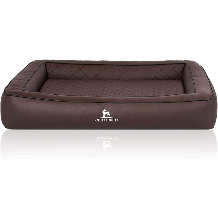 Ортопедичне ліжко для собак Knuffelwuff Hampstead XL 105x80 см, коричневе, стьобана екошкіра