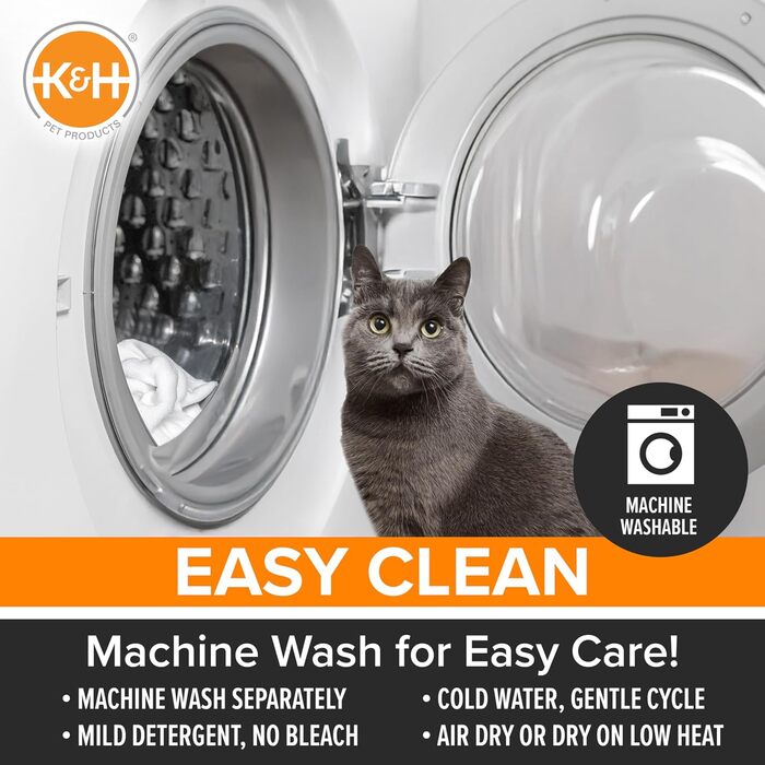 Самопідігріваюча підстилка для котячого ліжка K&H Pet Products, термопідстилка для котів та собак, грілка для домашніх тварин, підстилка-грілка для диких та домашніх котів, сіра/чорна, 53,3 л, 53 x 43 x 3 см