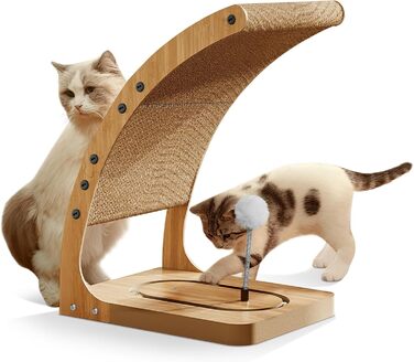 Преміум кігтеточка для котів з міцним матовим каркасом та іграшкою-обертом, вертикальна кігтеточка для дому, знімний картон для котів