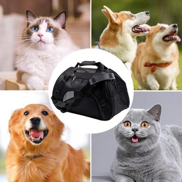 Транспортна переноска для тварин | Складна переноска з вентиляцією | Для котів, цуценят, маленьких та середніх порід. Підходить для подорожей, прогулянок та авіаперельотів