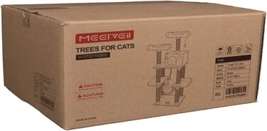 Великий котячий комплекс Meerveil XL з натурального сизалю, стійкий бежевий ігровий драбинний кріселко для котів, 50x50x145 см