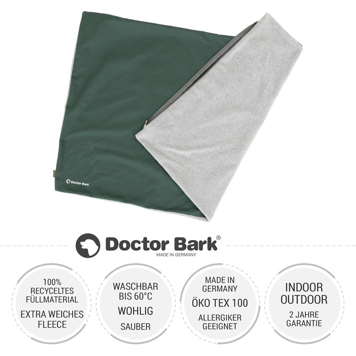М'яке ліжко для собак великих порід Doctor Bark GreenLabel - зелене, легко миється, зручне, для комфортного сну