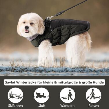 Теплий зимовий одяг для собак: вітронепроникний теплий одяг для собак з світловідбиваючими елементами, з блискавкою, зелений, XL
