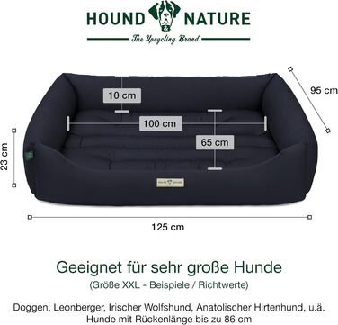 Ортопедичне екологічне ліжко для собак XXL HOUND & NATURE Bern, м'яке, велике, двостороннє, темно-синє, 125x95 см, для великих порід, знімний чохол, що переться