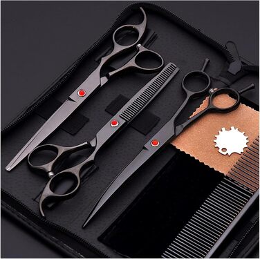 Набір ножиць для грумінгу собак: нержавіюча сталь, прямі та вигнуті леза