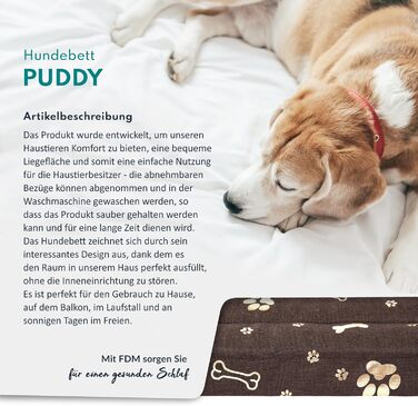 Килимок для собак FDM Puddy, 70x60 см, водонепроникний, з ефектом пам'яті, для маленьких собак, коричневий/золотий