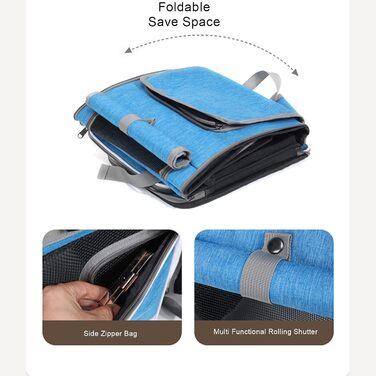 Корзина для велосипеда Luocute для собак, розширювана, м'яка переноска для тварин, з кріпленням на кермі, 4 сітчасті вікна, для маленьких та середніх собак, котів, цуценят до 8 кг (Сірий, Блакитний)