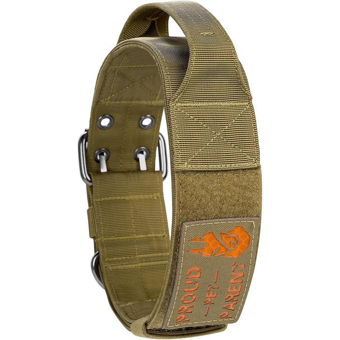 OneTigris Пояс для собак 5см з ручкою та патчем, великий розмір (XL, Коричневий)