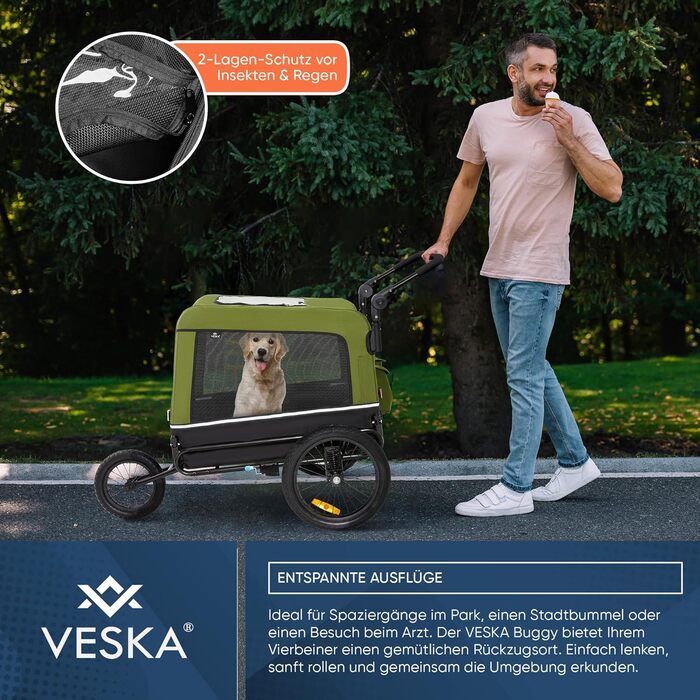 Фаркоп-причіп 3в1 для собак: причіп, візок, джогер. Об'єм 240 літрів, подвійне збирання, синій, складаний