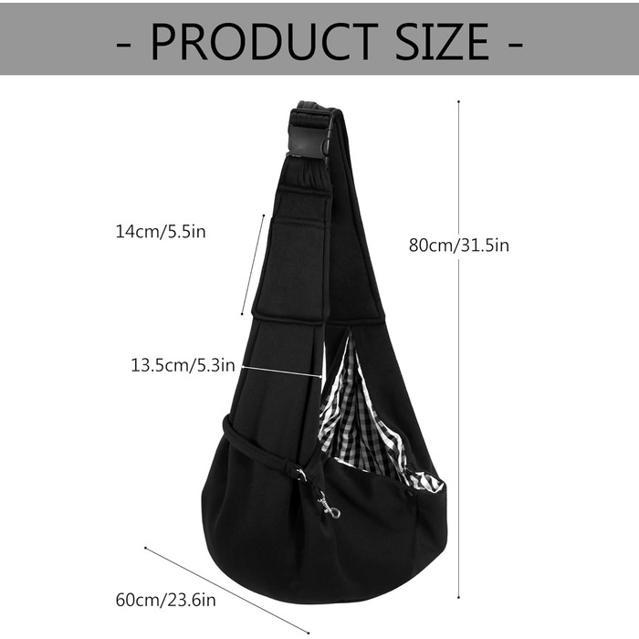 Слінг-переноска для собак та котів, чорний. Регульований плечовий ремінь для прогулянок та активного відпочинку