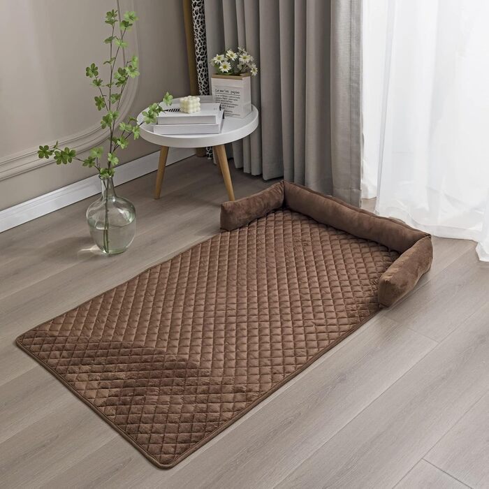 М'яке ліжко-софа для собак та котів з велюру, 75x120 см, колір кавовий