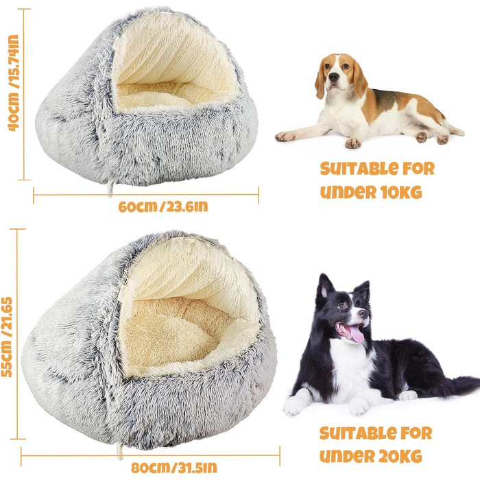 Крісло-гніздочко для собак YAGE, 80 см, з підставками – м'яке, заспокійливе ліжко для тварин до 20 кг, знімний, пральний чохол, розкішне, суперм'яке ліжко-печера для домашніх тварин