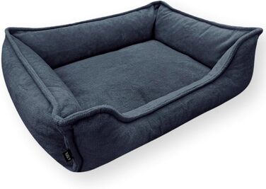 Ортопедичне ліжко для собак 4L Textil IRIS Premium-LINE, корзина для собак, м'яке ліжко з піною з пам'яті ефекту (80x60 см, темно-сірий)