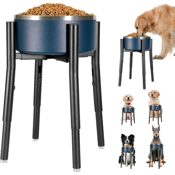 Підставка для миски для собак PROERR, регульована, висока, металева, 20-30,5 см, 40,6 см