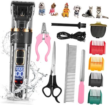 Машинка для стрижки тварин Happyyami: бездротова, тиха, з LED-дисплеєм та насадкою для собак та котів