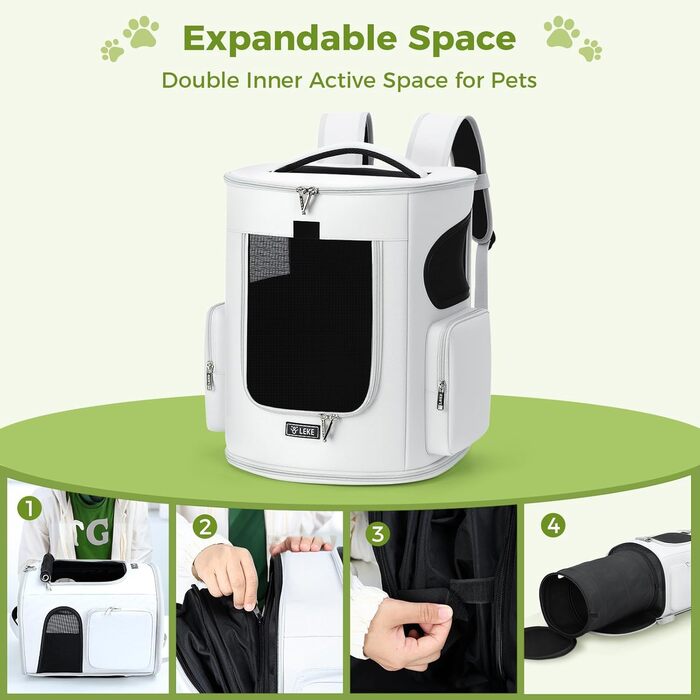 Розширюваний рюкзак для котів та собак Lekespring, переноска для тварин до 8 кг, сірий