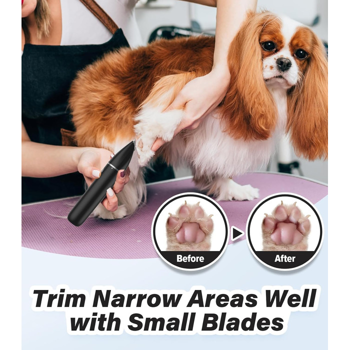 Бездротовий триммер для собак та котів Casfuy - тиха машинка для стрижки лап, очей, вух, обличчя, USB-зарядка, чорний