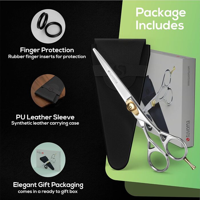 Набір професійних ножиць для стрижки волосся Suvorna 5.5 дюймів (2 шт.) - ножиці для фрізурів, барберські ножиці, ножиці для проріджування