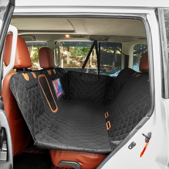 Накидка для собаки в авто 137x147 см, захист для заднього сидіння з фіксацією ременем, водовідштовхувальна, стійка до подряпин, 600D Oxford, для легкових автомобілів, вантажівок, позашляховиків, чорна