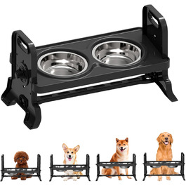 Підвищена годівниця для собак Felenny, регульована висота, 4 рівні, без розливання, повільний диспенсер води для собак та котів