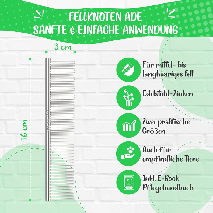 Зубна щітка для собак та котів з захисними нопочками - видаляє підшерсток, ковтунці та вузли. Ідеально підходить для догляду за довгошерстими породами, такими як кокапу, пудель. Розмір S, професійний гребінь для щоденного догляду за шерстю.