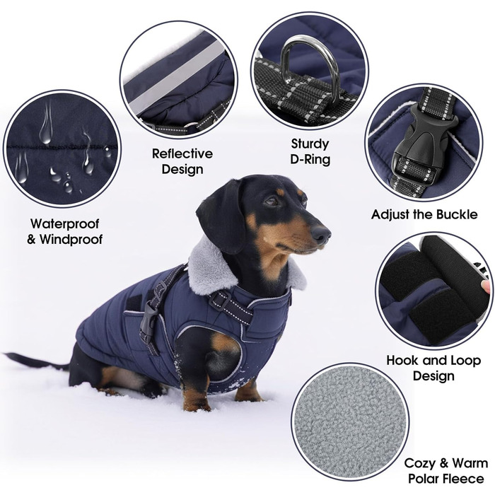 Зимовий одяг для собак ASENKU: теплий, водонепроникний, вітрозахисний, з світловідбиваючими елементами. Підходить для малих, середніх та великих собак. Кольори: зелений (S), синій (S).