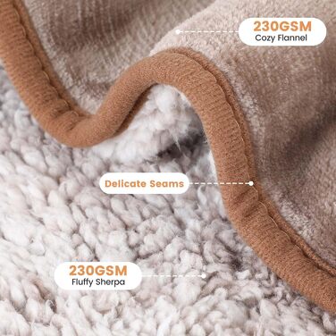 PETTOM Деки для собак Водонепроникні, Деки для собак на диван 152 x 127 см, Деки для собак з Sherpa та Flanell, Деки для домашніх тварин М'які та машинно-пранні (M: 127*100см, Колір: Коричневий)