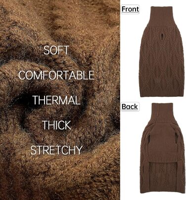Пуловер для собак, теплий зимовий одяг для собак, куртка, жилет, одяг для цуценят, пуловер для собак, зимовий пуловер для чихуахуа (M, коричневий)