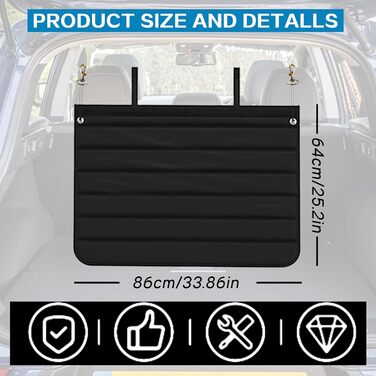 Захист для багажника автомобіля від бруду та подряпин для собак, 80x64 см, чорний. Водонепроникний, стійкий до розривів та подряпин. Килимок для транспортування собак та багажу в авто.