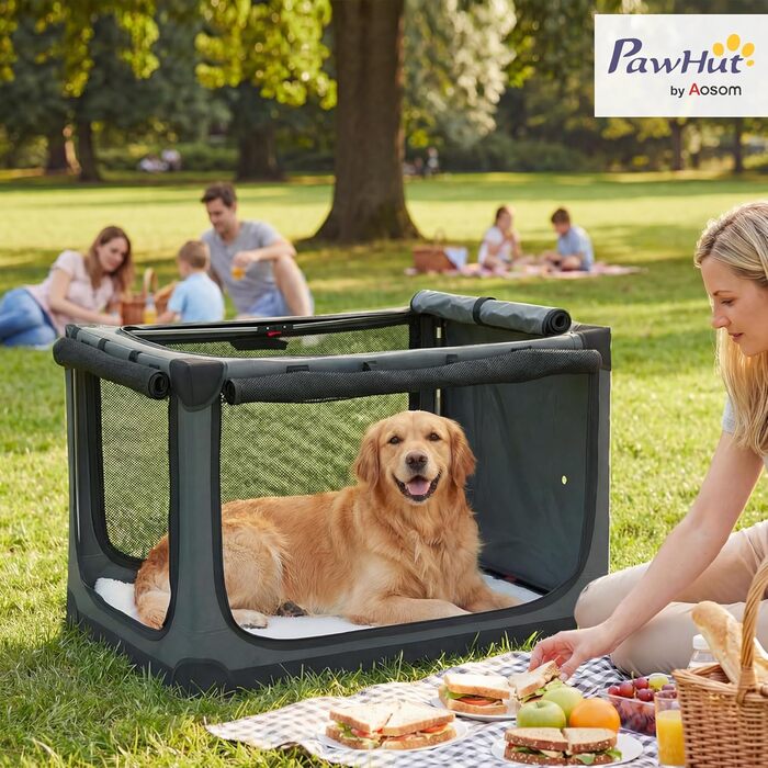 Переноска для собак PawHut складна 76x54x54 см, зелена. Сумка-переноска для котів та собак до 20 кг для подорожей та авто, з подушкою, зносостійкий Oxford 600D