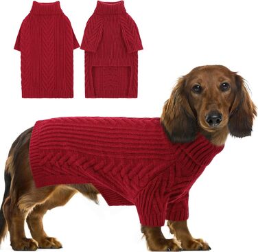 Вовняний пуловер для собак Preferhouse, теплий зимовий ролkragen, для породи Віндгорн, Бернез, червоний, 4XL