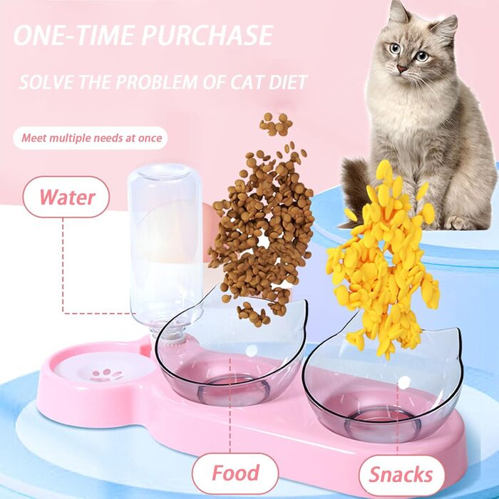 Автоматичний поїльник для котів та собак | Набір мисок з дозатором води | Безпечний, знімний, BPA-Free (Рожевий)