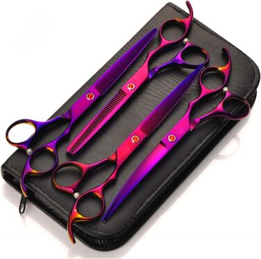 Набір ножиць для грумінгу собак QUNINE: 4 шт., ножиці для догляду за шерстю, гребінець, 7,0 дюймів