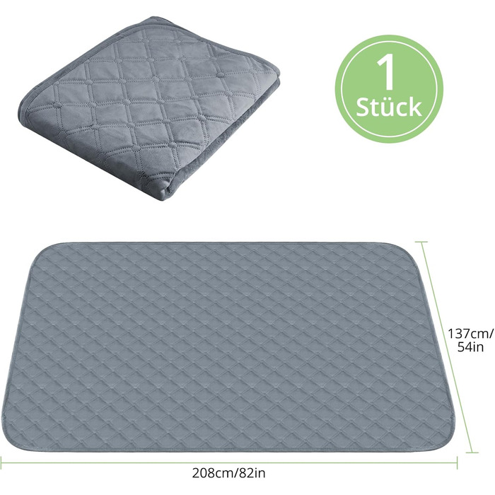 Водонепроникний коврик для собак, 137x208 см. Міцний килимок для тварин, антиковзаюча, багаторазова, можна прати в пральній машині. Захист для дивану, ліжка, автокрісла. Темно-сірий колір.