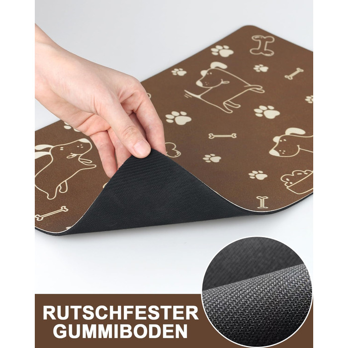 Підкладка під миску для собак та котів, нековзна, чорна 40x60 см. Швидковисихаюча, легко миється. Підкладка під миску для тварин