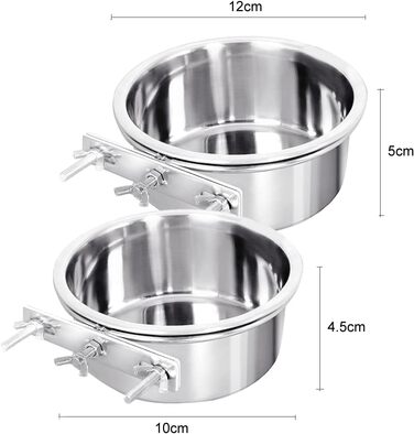 Набори годівниць для тварин Hniuyun: нержавіюча сталь, підвісні миски для собак, котів, птахів, кроликів, морських свинок (2 шт.)