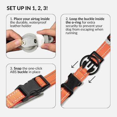 Нашийник для Apple AirTag для собак CollarDirect, відбиваючий, помаранчевий, розмір M (34-42 см), XL (51-61 см)