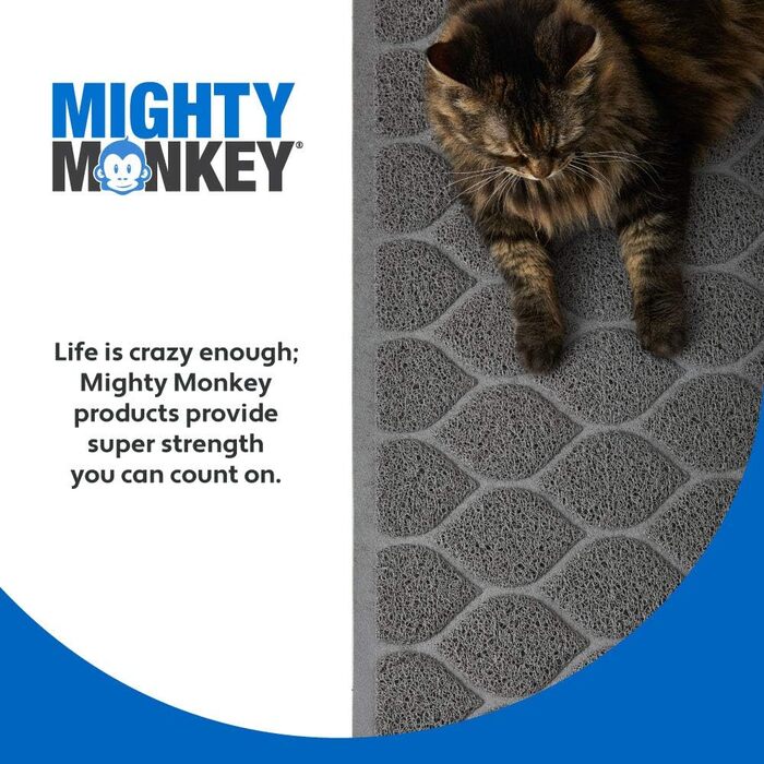 Мат для котячого туалету Mighty Monkey Premium, сірий, великий (24' x 17'), без фталатів
