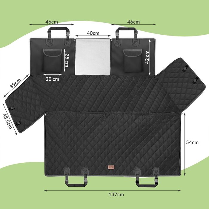 Захист для заднього сидіння автомобіля для собак Kingsleeve® - водовідштовхувальний, стійкий до подряпин, універсальний, з віконцем та фіксацією ременем безпеки