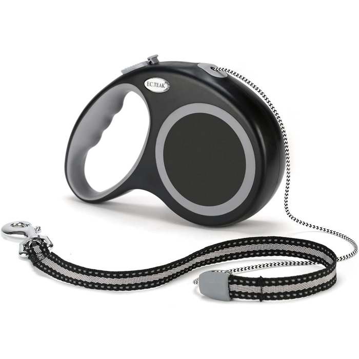 Рулетка для собак EC.TEAK, 9.1 м, для середніх та великих собак до 35 кг, міцна, не заплутується, чорна