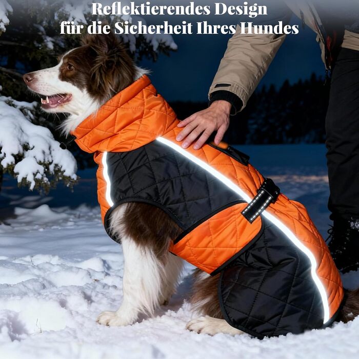 Зимовий теплий куртка для собак, непромокаємий, вітрозахисний, з регульованою застібкою, оранжево-чорний (XS, 43.2-50.8 см)