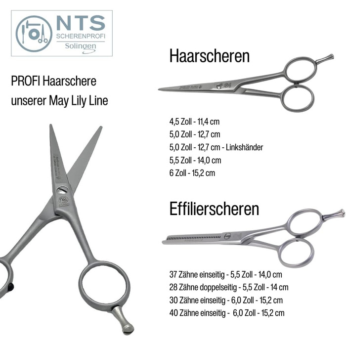 Професійна перукарська ножиці May Lily Line, 5.5'' (14 см), ручна робота, мікрозубчасті, Solingen