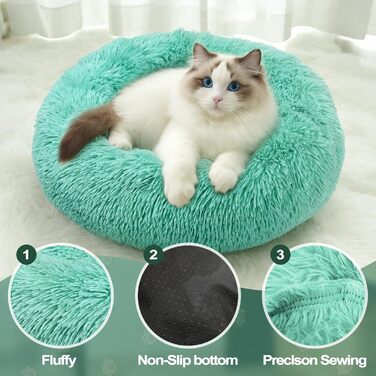 М'яке ліжко для собак та котів, зручне та тепле, антистрес, для маленьких та середніх порід, блакитне (50 см)